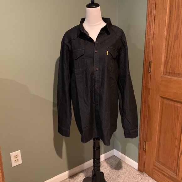 AIOPESON Other - MENS BLACK JEAN BUTTON UP SHIRT SIZE XL  #325